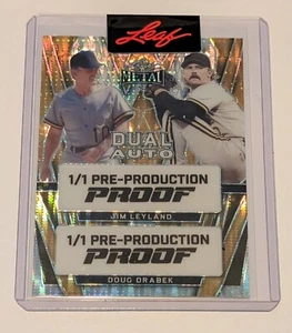 🔥2024 Leaf Metal Proof Gold Pulsar Jim Leyland Doug Drabek (1/1) Pre-Prod Proof - Picture 1 of 2