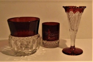 3 PIECES OF RUBY STAINED PATTERN GLASS - ALL ONE MONEY. - Picture 1 of 5