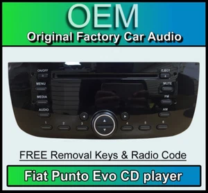 Fiat Punto Evo CD player, Fiat car stereo with radio code & removal keys - Picture 1 of 3