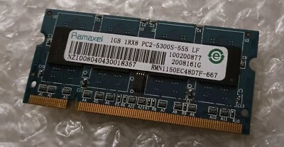 Ramaxel 100200877 1GB PC2-5300S 667mhz 200pin  DDR2 Laptop Sodimm Memory - Image 1 of 2
