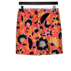 J. Crew Floral Linen Mini Skirt Postage Stamp Colorful Cute Size 0 - Picture 1 of 6