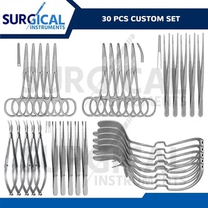 30 Pcs Custom Set Mouth Gag, Scissors, Tissues & Dressing Forceps, German Grade - Picture 1 of 7
