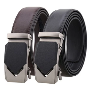 HJones Trend Men's Leather Belt Automatic Buckle Belt Black Brown Waist Strap - Bild 1 von 7