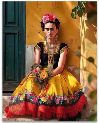 LONE STAR ART Frida Kahlo Sitting Portrait Poster 11x14 Unframed Vintage Feminist Wall Art