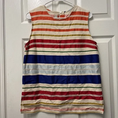 Stella McCartney Colorful Striped Silk Cotton Tank Top Made in Italy 42 /US S 6 - Image 1 of 4