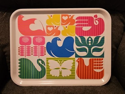 IKEA Serving Tray BIRD Scandinavian 17x13” Melamine Swan Heart Love & Peace Lg - Image 1 of 4