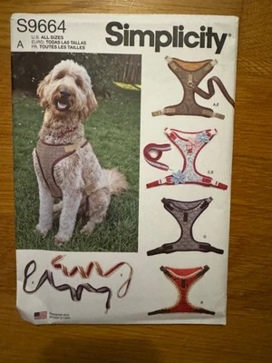 Simplicity S9664 Dog Harness All Sizes Sewing pattern Leash w/Trim Options - Image 1 of 2