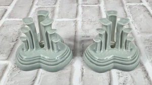 Vintage Fiestaware Candleholder Gray Tripod Set of 2 Homer Laughlin - Picture 1 of 4