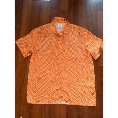 Zara Men's Orange Geometric Print Short Sleeve Button-Up Shirt XL lightweight - Image 1 of 4