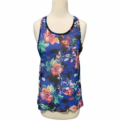 Regata Everly Floral Racerback Azul Tamanho Pequeno - Imagem 1 de 4
