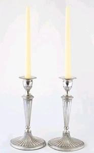 Antique Falstaff England Adams style pair silver plate candlesticks 1940s Deco - Picture 1 of 6