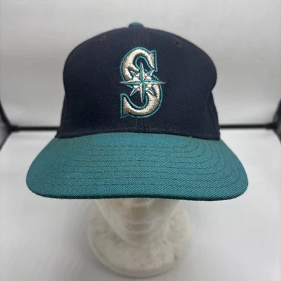 🔥Vintage Seattle Mariners Hat Cap Snap Back Navy Teal MLB Baseball Mens 90s - Image 1 of 4