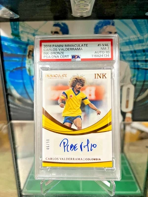 2018-19 Immaculate Columbia Carlos Valderrama INK Auto 46/50 PSA NM 7 AUTO 10 - Image 1 of 4