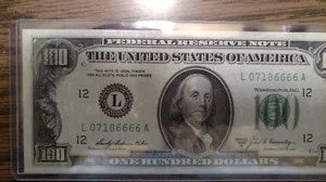1969 A Federal Reserve Note $100.00 BILL OFFSET  PRINT ERROR NOTE UNCIRCULATED++ - Picture 1 of 7
