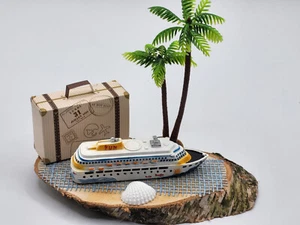 Geldgeschenk Baumscheibe Kreuzfahrt Palme Urlaub Hochzeit Geburtstag - Bild 1 von 2