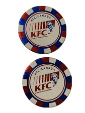 Lot Of 2 Vintage Pogs KFC Kentucky Fried Chicken Canada Colonel Sanders Vtg