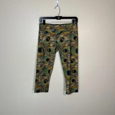 Onzie Leggings Mujer Pequeños Medianos Recortados Estampado Pavo Real Gimnasio Yoga Hippie Foto 1 de 4