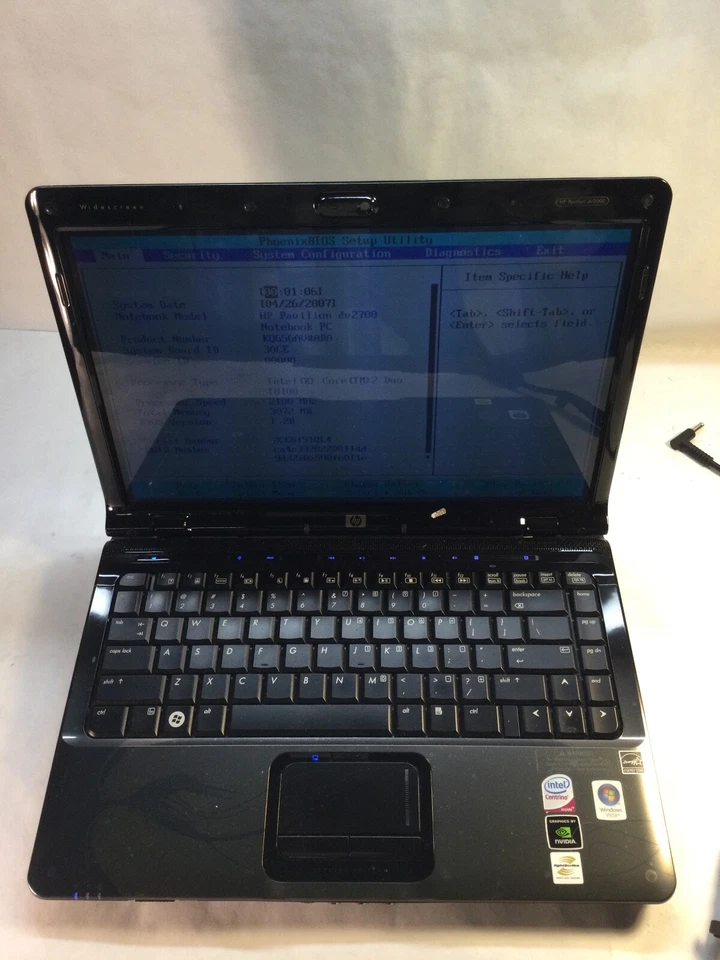 HP Pavilion DV2700 14" Laptop Intel Core 2 Duo T8100 @ 2.1 GHz-BOOTS TO BIOS- MZ - Image 1 of 4