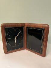 Genuine Walnut Open Book Style Barhill Quartz Clock w Black Engravable Plate New