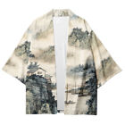 Men Haori Shirt Kimono Yukata Ethnic Robe Tops Blouse Wide Sleeve Open Front