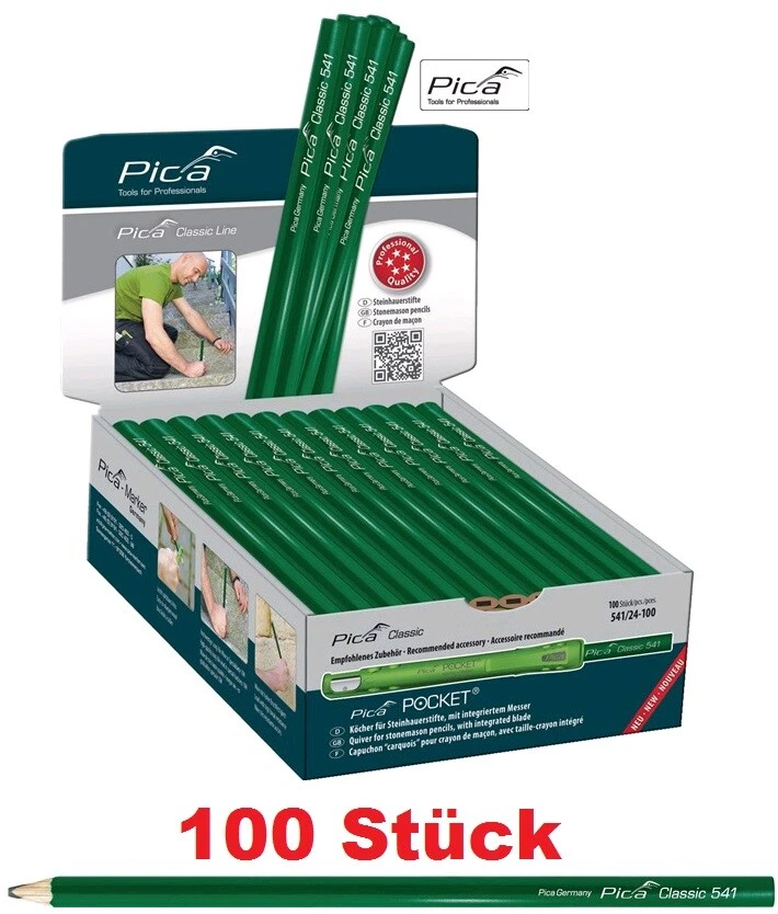 100 Stück PICA Steinhauerstift / Zimmermannsbleistift Classic 541 in 24 / 30 cm