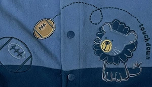 Carter's Lion + Football Embroidered Snap Up Footed Pajamas Sz M 6 Months Blue - Picture 1 of 5