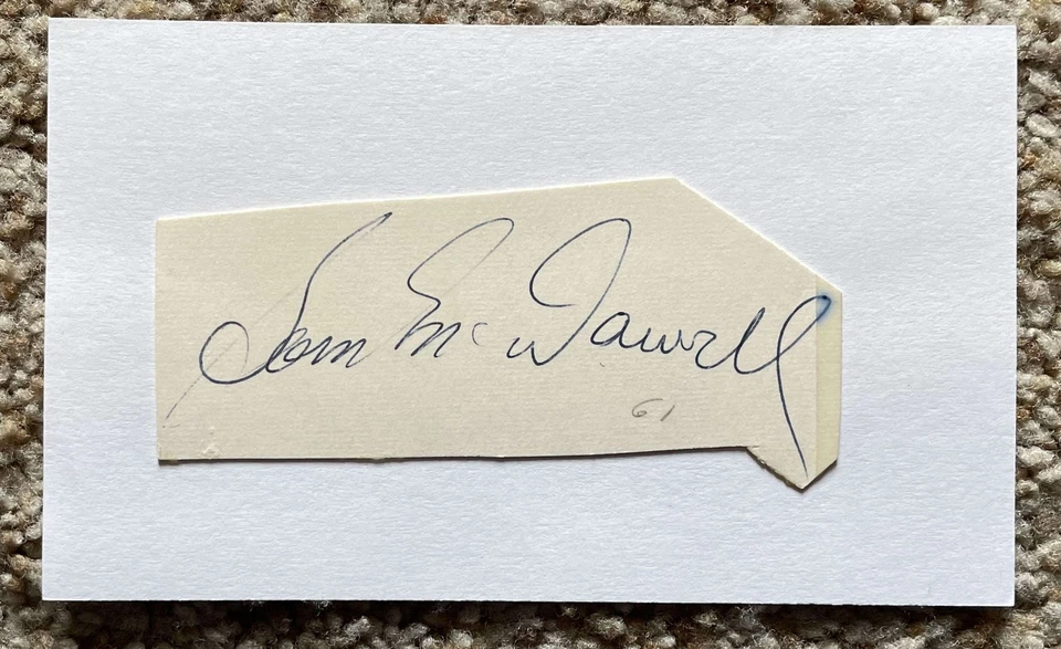 Sam McDowell signed cut - Indians Yankees debut 1961 - slight smudge - Image 1 of 1