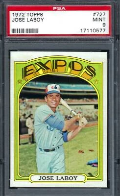 1972 Topps #727 PSA 9 Jose Laboy Expos 727 SET BREAK - Image 1 of 2