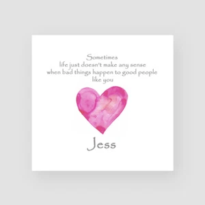 Personalised Handmade Get Well Soon Card Cancer Operation Sympathy Pink Heart - Picture 1 of 5