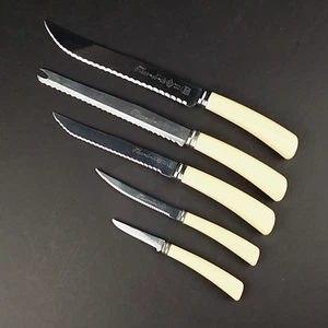 Vintage Fleur-de-lis 5-Pc Surgical Stainless Steel Knife Set Bakelite Handle USA - Picture 1 of 5