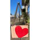 Kate Spade Pink & Red Quilted Heart It Leather Marci Handbag W/chain Strap 