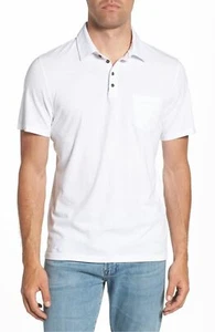 $145 M Singer Men Classic-Fit White Short-Sleeve Pocket Polo Cotton Top Shirt S - Picture 1 of 6