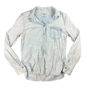 American Eagle Hemd Damen Small Blau Boyfriend Fit Langarm Knopf - Bild 1 von 8