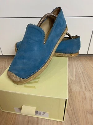 Stuart Weitzman Suede Blue Womens Loafers Espadrilles Jute Rope 7.5 US / 38 EU A - Image 1 of 4