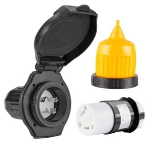 30 AMP RV Power Inlet Receptacle Power Plug with Indicator,125V,Female Twist - Picture 1 of 7
