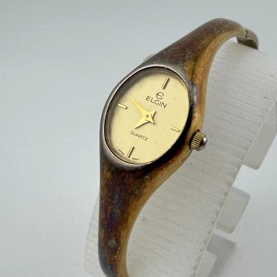 De Colección Reloj de Cuarzo Elgin Mujer Tono Dorado Ovalado Brazalete Japón Batería Nueva 6.25" Foto 1 de 4