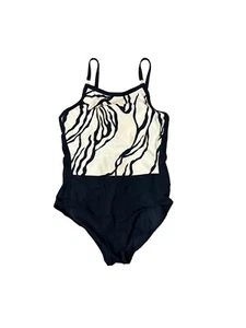 Amoressa Womens Size 12 Bathing Suit Swimsuit One Piece Black Cream Zebra Print - Picture 1 of 8