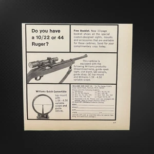 Williams Quick Cabrio Scope 1971 Originaldruck Werbung 70er 10/22 44 Ruger - Bild 1 von 2