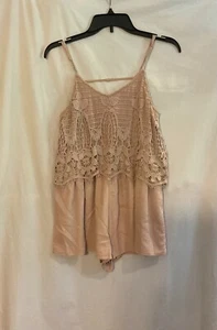 American Eagle Outfitters Womens Small Dusty Pink Lace Spaghetti Straps Romper - Picture 1 of 11