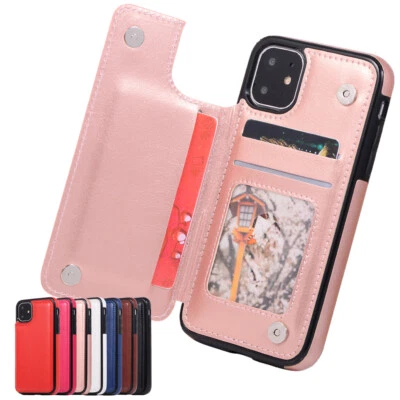 Wallet Holder Flip Stand Cover Case For iPhone 16E 15 14 13 12 11 Pro Xs Max Xr - Image 1 of 4
