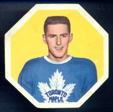 1961-62 YORK PEANUT BUTTER YELLOW BACK #15 BILLY HARRIS EX+ TORONTO MAPLE LEAFS