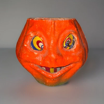 ***IMPRESIONANTE*** Linterna Jack O de papel maché calabaza de Halloween vintage con inserto  Foto 1 de 4