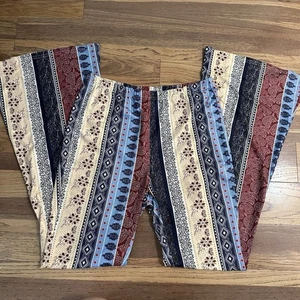 SHEIN Patchwork Bellbottom Fabric Pants, Festival Wear, Elastic Waist, Large - Picture 1 of 13