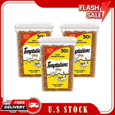 3 Pack Temptations Tasty Chicken Flavor Crunchy & Soft Cat Treats, 30 oz Tub - Image 1 of 4