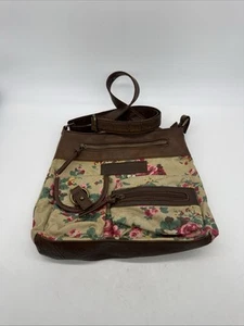Cartera Bandolera American Eagle Cierre con Cremallera y Mag Floral con Cuero Sintético Marrón - Imagen 1 de 24