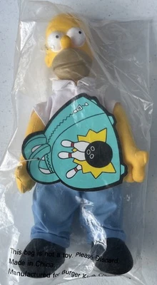 Vintage Burger King HOMER SIMPSON Stuffed Plush 10" Doll 1990 - Image 1 of 2