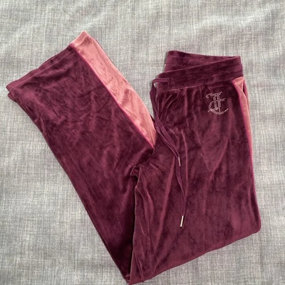 Pantalones deportivos Juicy Couture Y2K de terciopelo púrpura ropa de salón talla mediana fucsia rosa claro Foto 1 de 4