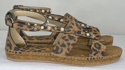 Sandalias Jimmy Choo Denise para mujer talla 8,5 estampado de leopardo correa al tobillo alpargatas Foto 1 de 4