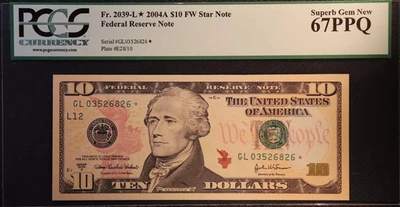 PCGS 67 PPQ 2004A $10 San Francisco Star Note Federal Reserve Note * - Image 1 of 2