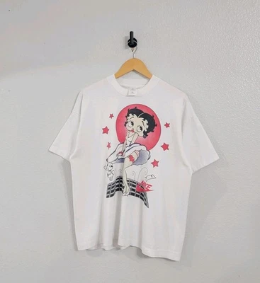 Vintage 90's Betty Boop Nike T Shirt Men's Size XL White Cartoon Rare  - Image 1 of 4